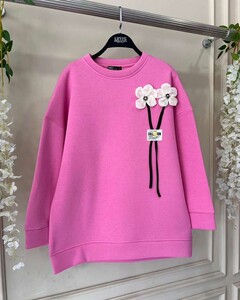  - VUHY AKSESUARLI ARMALI ÜÇ İPLİK SWEAT 5470-47-PEMBE